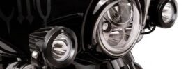 Ciro Fang Headlight Bezel available in chrome and black on Harley Davidson Street Glide