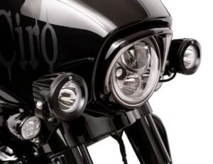 Ciro Fang Headlight Bezel available in chrome and black on Harley Davidson Street Glide